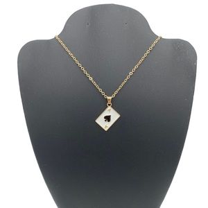 Las Vegas Casino Ace Of Spades Card Black White & Gold Necklace